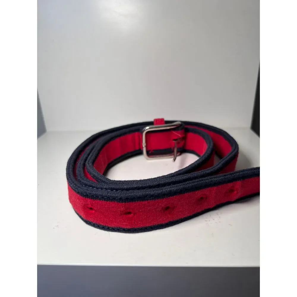 Alexander Olch New York Vintage Red & Navy Blue Canvas Belt-Casual Sporty- SZ 44